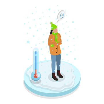 3D Isometric Flat  Illustration of Uncomfortable Weather. Item 2