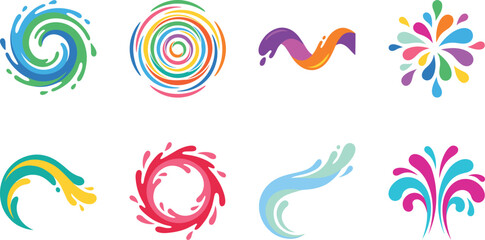 Fototapeta premium Dynamic Abstract Splash and Swirl Designs in Vibrant Colors