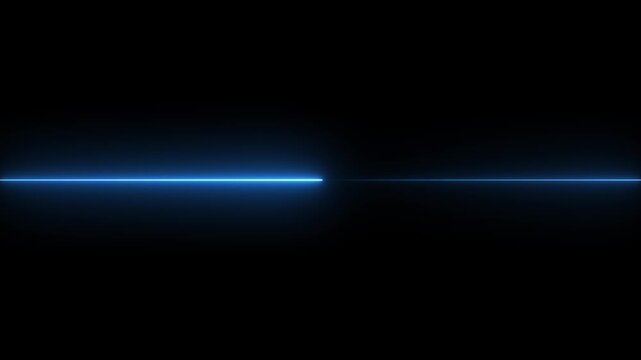 glowing blue neon Straight neon lazer animation of horizontal line on alpha background, straight neon lazer line, on alpha transparent background
