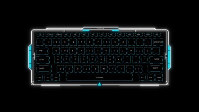 Futuristic Sci Fi HUD Quantum Keyboard Panel Screen Overlay with X Shaped Keycaps for Tech Terminal User Interface