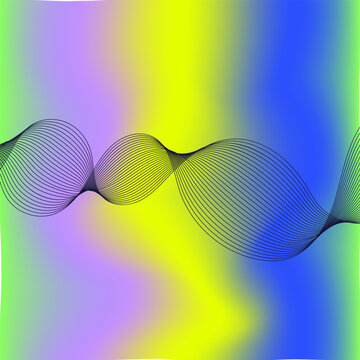 Abstract wavy line background on multicolor gradient. Vector illustration, flat design