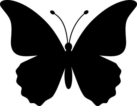 Black butterfly silhouette vector icon isolated on transparent background for Cricut and laser cutting