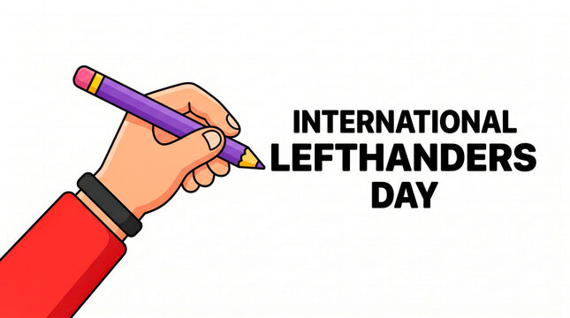 Hand holding pencil celebrating international left handers day