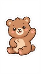 Fototapeta premium Cute cartoon teddy bear waving