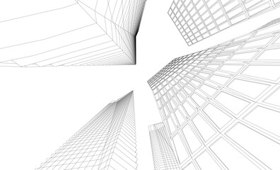 Fototapeta premium architectural buildings vector 3d illustration