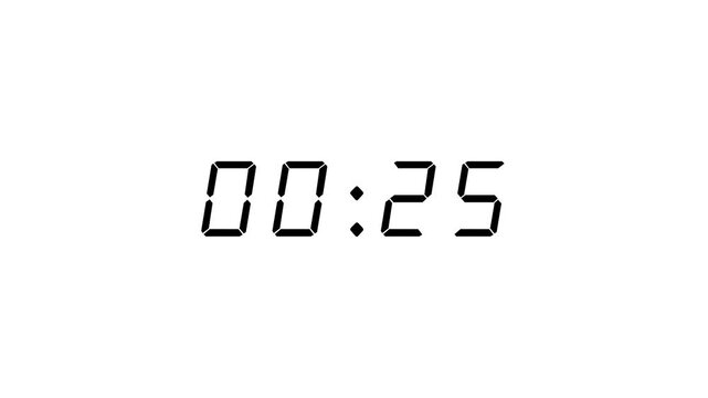 Bright 30 second digital countdown timer with crisp numbers on white background