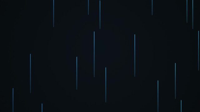Teal minimal glowing light lines falling digital rain background loop