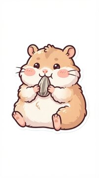 Cute cartoon hamster eating a sunflower seed