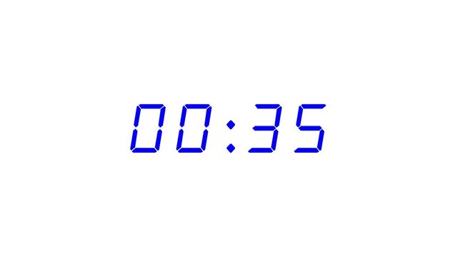 40 second digital countdown timer with neon glowing numbers for video transition