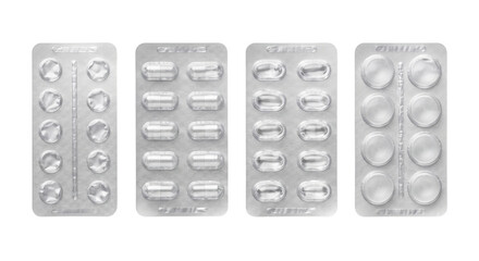 Pharmaceutical blister pack set with pills and capsules