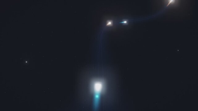 Glowing comets and light particles streaking through deep space background loop