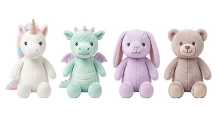 Naklejka premium Pastel plush toy animals set for children