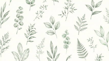 Obraz premium Assorted botanical leaf pattern on light neutral background