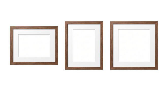 Dark wooden photo picture frames mockup set