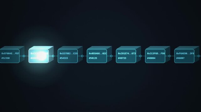 Blockchain digital data blocks chain connection cryptocurrency technology background loop