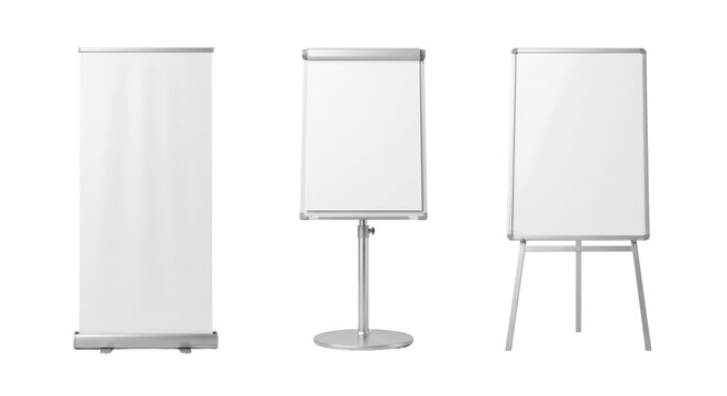 White blank presentation flipchart roll up and display stand