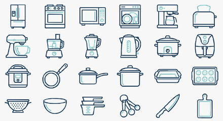 Fototapeta premium Collection of Kitchen Appliances and Utensils Icons