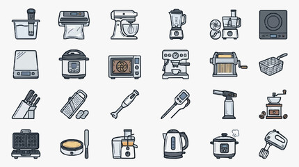 Fototapeta premium Collection of Kitchen Appliances and Utensils Icons