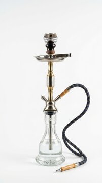 Modern hookah water pipe with glass base and metal stem
