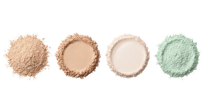 Loose cosmetic powder swatches in pastel shades