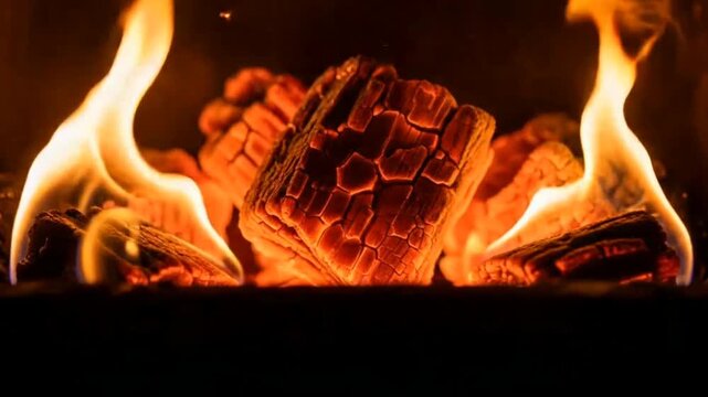 fire in the fireplace