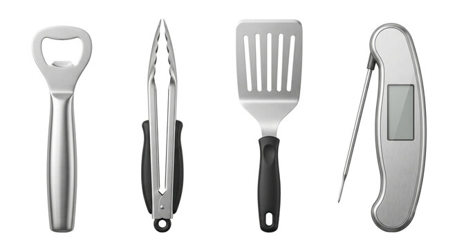 Kitchen utensils set with opener tongs spatula thermometer