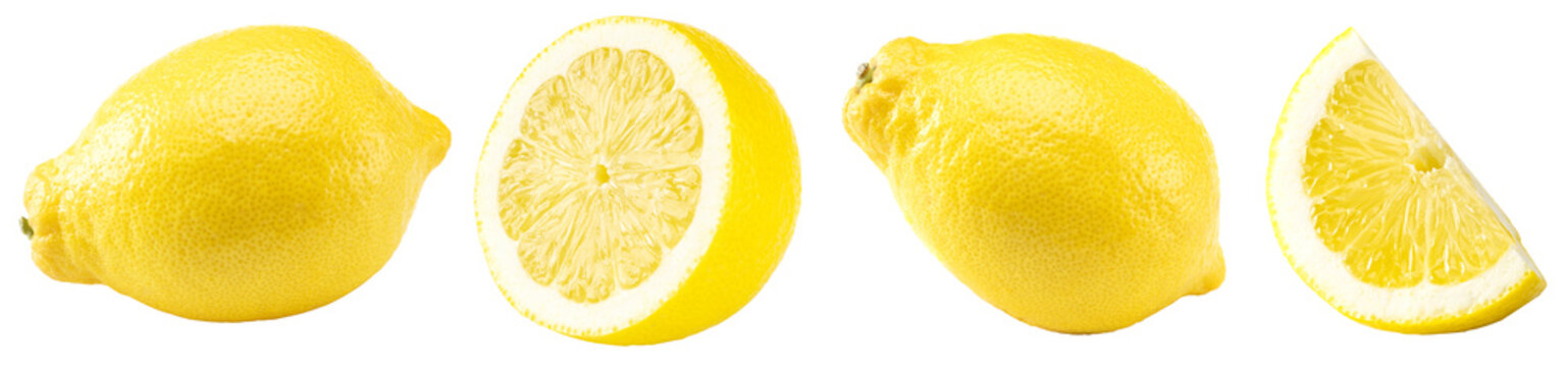 sliced lemon isolated on white background. clipping path