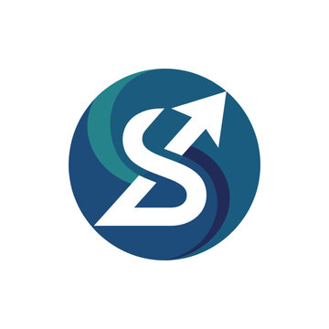 This modern logo design features a stylized 'S' with a dynamic upward arrow, symbolizing growth, forward movement, and innovation, perfect for brand representation.