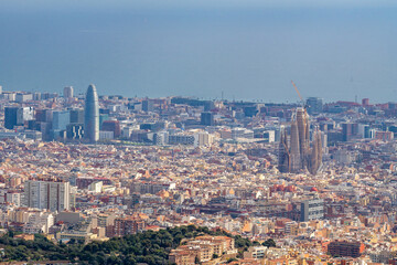 Fototapeta premium Sagrada Familia and panorama view of barcelona city, Spain