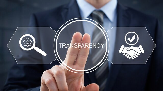 Businessman touching a virtual screen with transparency concept