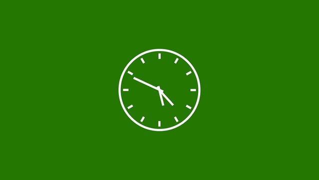 Timelapse of a wall clock white color 4k illustration. Wall clock on a lime green background 4k illustration.