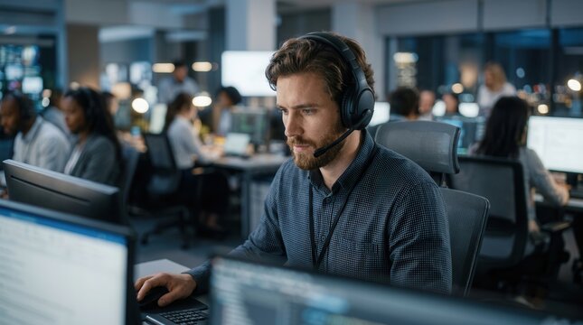 Professional IT support specialist diagnosing issues and routing requests to specialized teams.