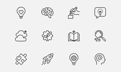 Fototapeta premium Empathetic Design Line Editable Icons set. contain icons related to creativity, design, thinking, innovation, brainstorming, imagination.j