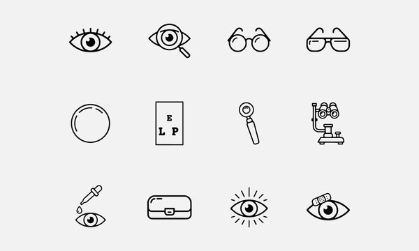 Ophthalmology line editable icon set