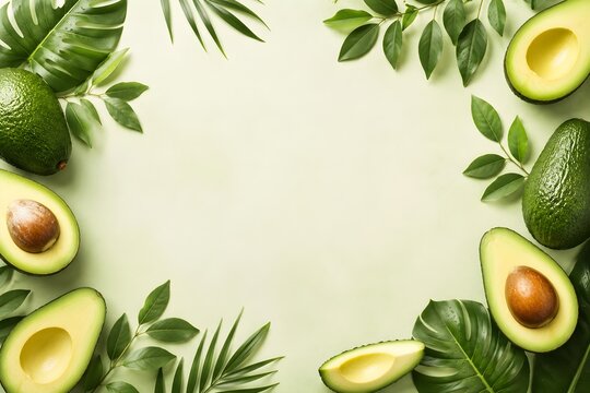 avocado border composition for website hero banner, clean layout