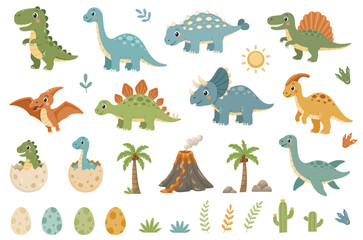 Cute Cartoon Dinosaur Vector Design  Set © artspace