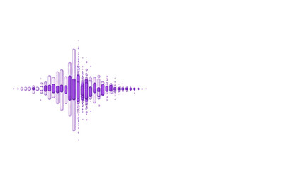 Obraz premium Vibrant purple sound wave equalizer spectrum on a clean white background, representing digital audio technology, music, and abstract visual communication.