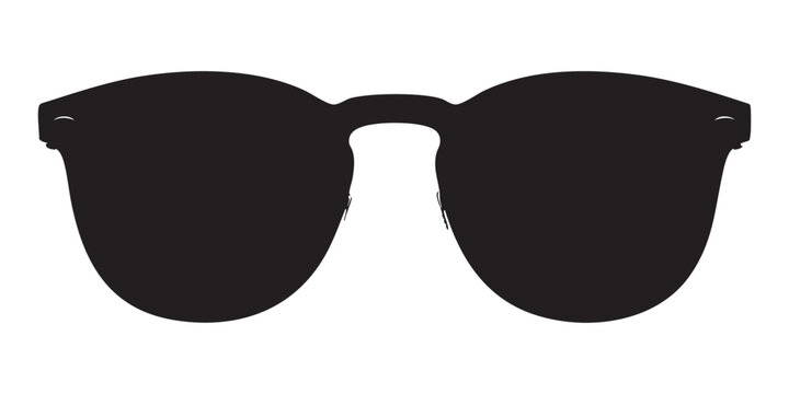 Modern lifestyle sunglasses silhouette with thick bridge and rounded bottom lenses on transparent.