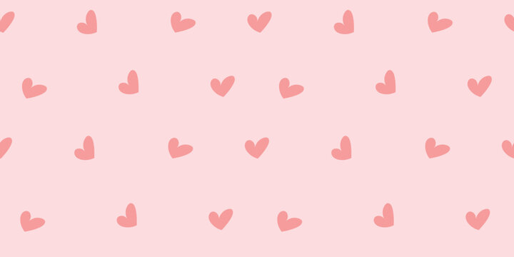 Seamless cute pink pattern with doodle hearts. Romantic girly pattern for design, fabric, stationery, weddings, and parties