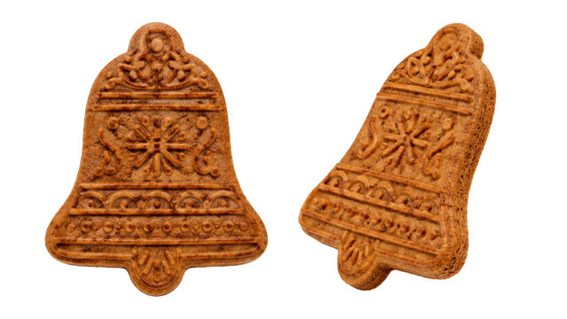 Bell Shaped Gingerbread Cookies Isolated