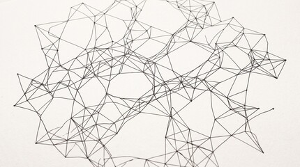 Obraz premium Abstract geometric network pattern with interconnected lines and nodes on a white background for design