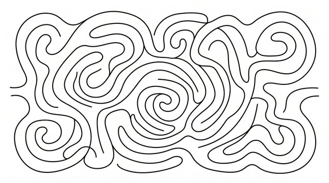 Abstract Black And White Swirling Maze Pattern Background For Designers