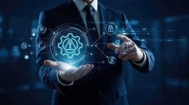A professional managing business and operational security networks using advanced technology.