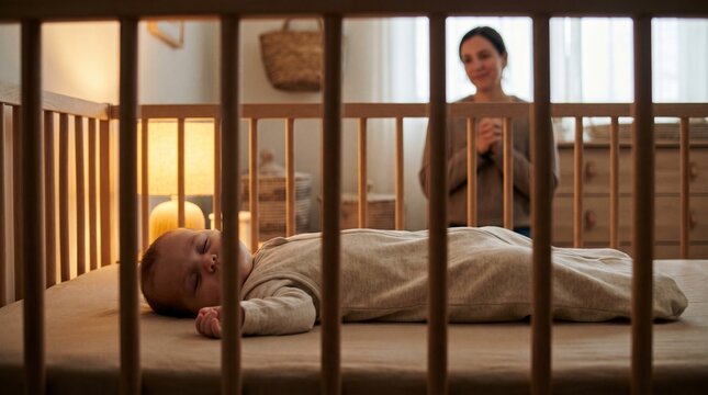 Peaceful Infant Sleeping Safely in Minimal Crib