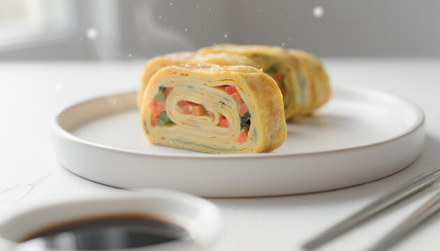 Korean Gyeran Mari Rolled Omelette Cross Section