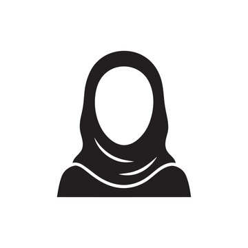 Muslim woman avatar wearing hijab vector icon