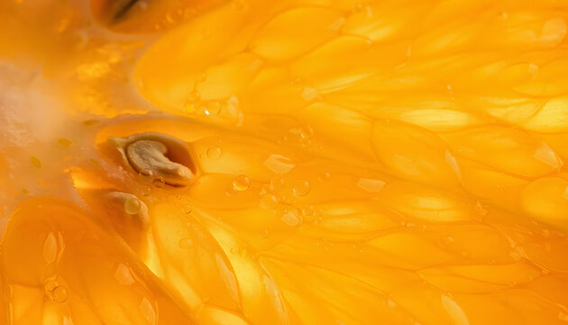 Pulpa de naranja jugosa mostrando ves&iacute;culas y textura