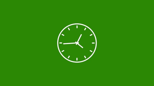 Timelapse of a wall clock white color animation. Wall clock on a lime green background 4k video.