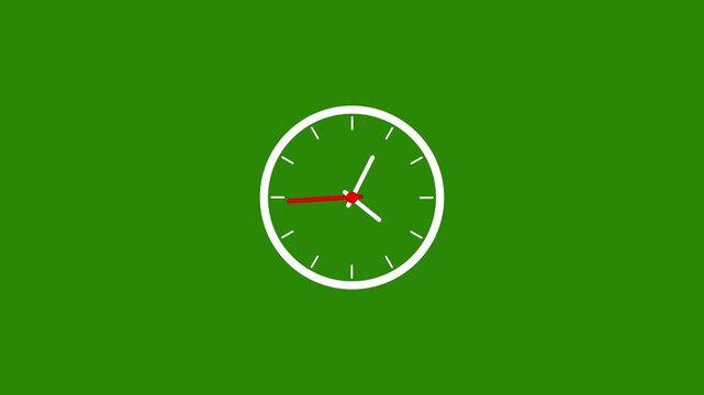 Timelapse of a wall clock white color animation. Wall clock on a lime green background 4k video.