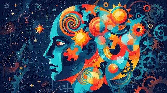 Mental stimulation concepts featuring puzzles and critical thinking activities in an artistic illustration.